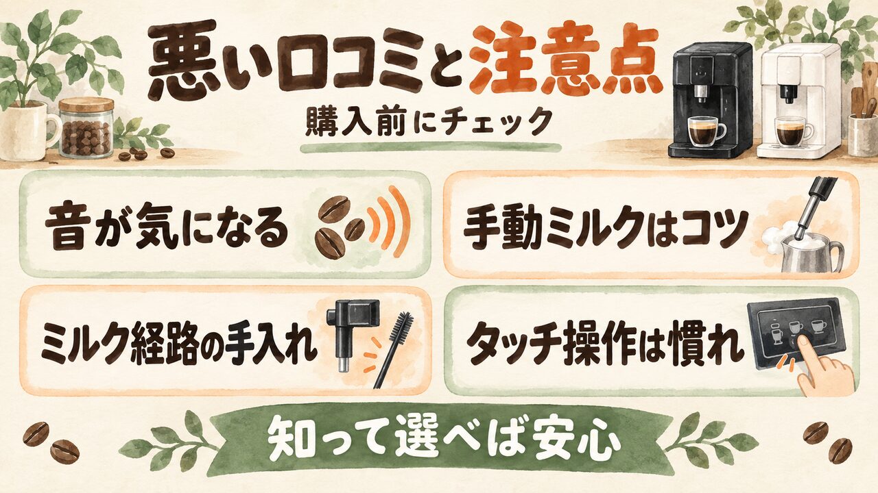 デロンギマグニフィカSのECAM22112とマグニフィカスタートのECAM22062の悪い口コミと注意点