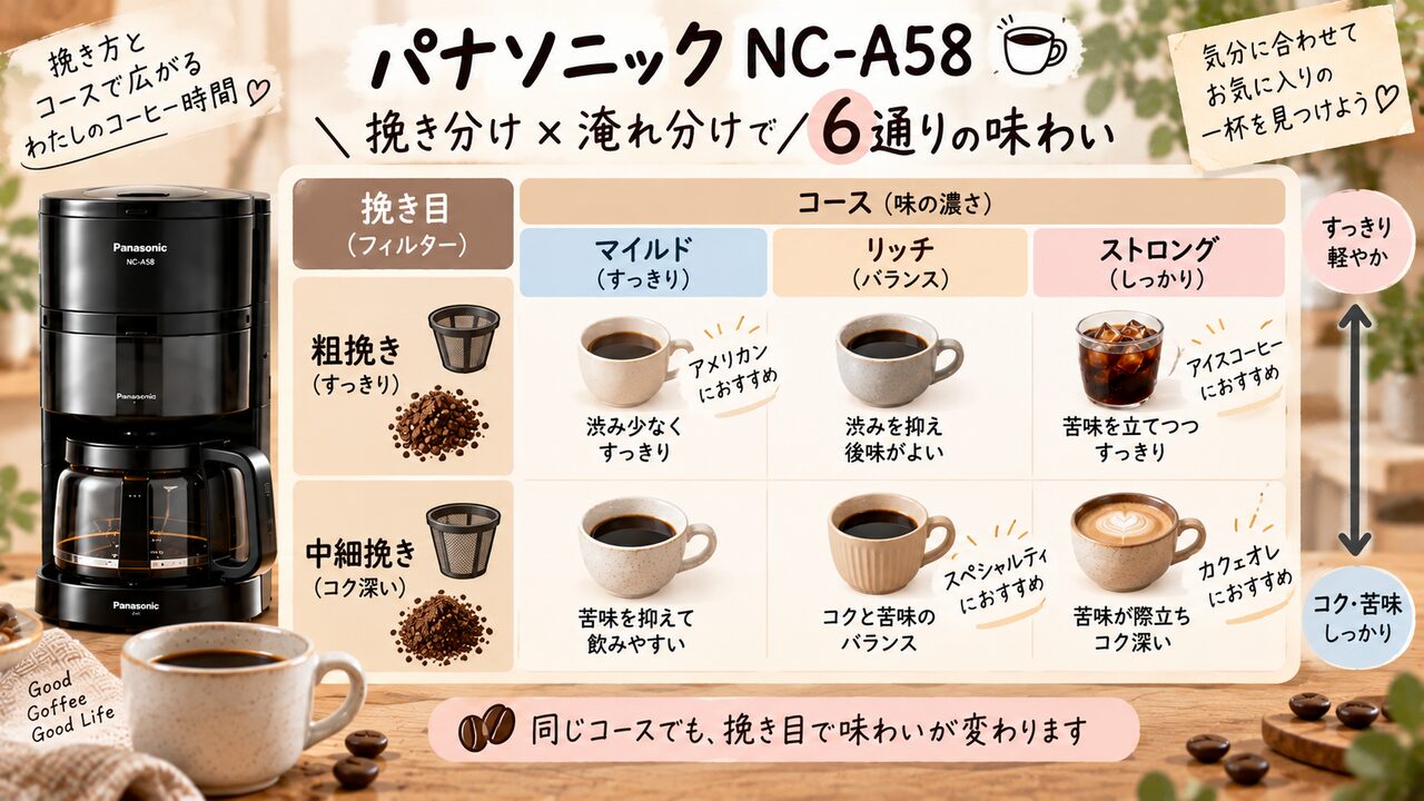 エスプレッソ式とドリップ式の抽出方法を比較する図