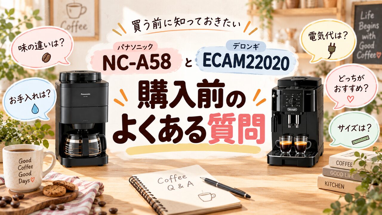 NC-A58とECAM22020の購入前によくある質問を示した図