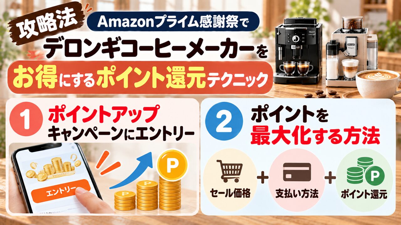 【攻略法】Amazonプライム感謝祭でデロンギコーヒーメーカーをお得にするポイント還元テクニック