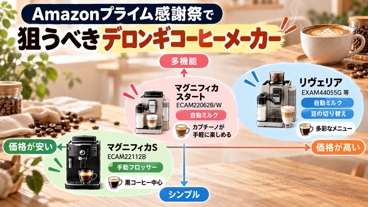 Amazonプライム感謝祭で狙うべきデロンギのコーヒーメーカーのポジsyよニングチャート