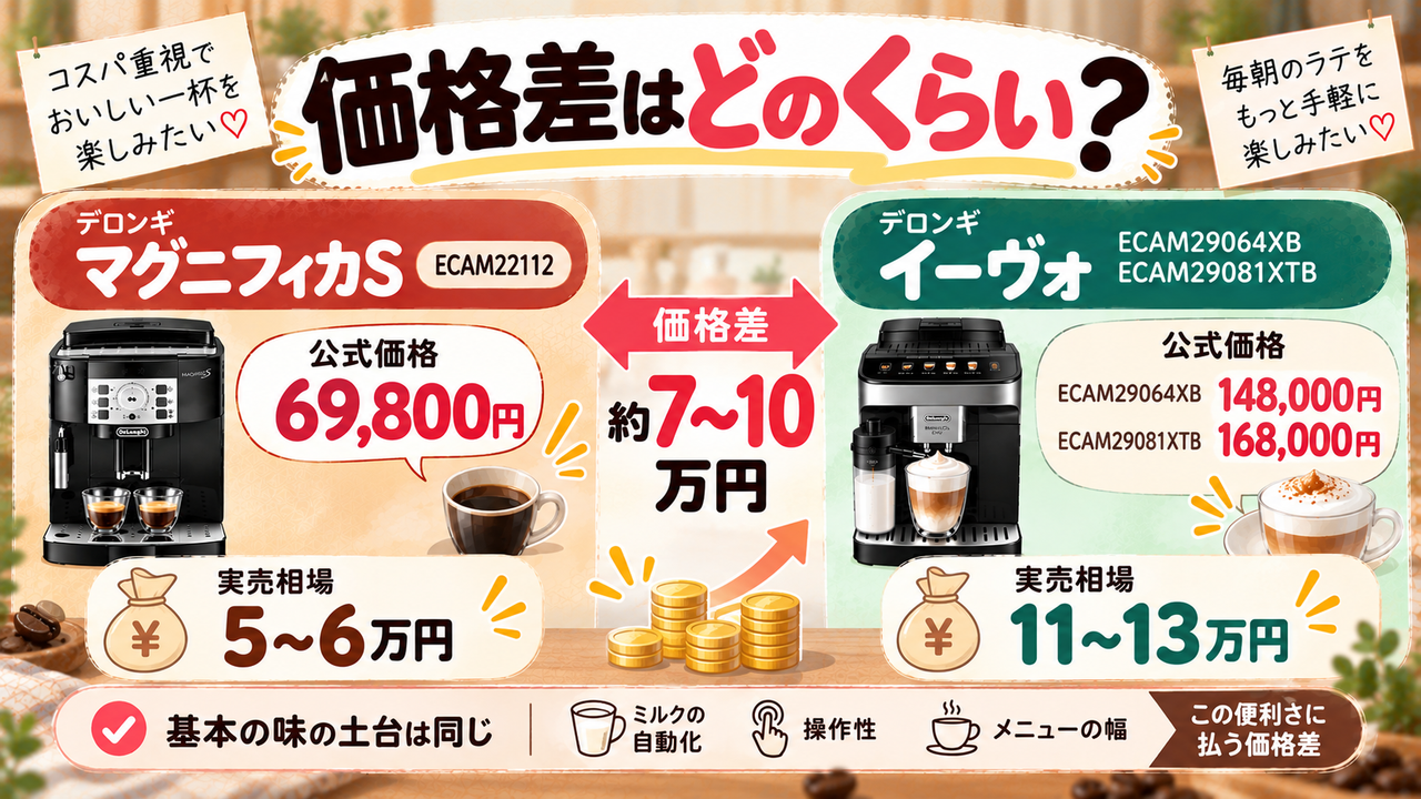 価格差：約7万〜10万円の価格差とコスパ