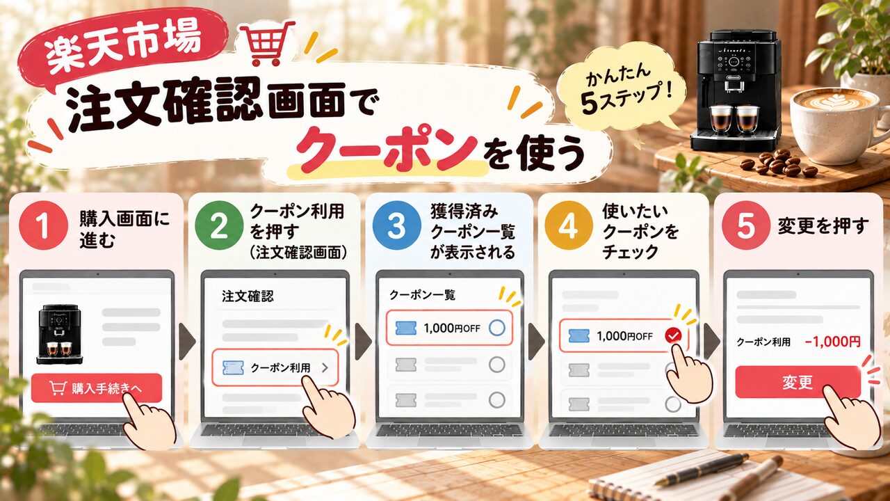 楽天市場：「注文確認」画面内のクーポン利用枠