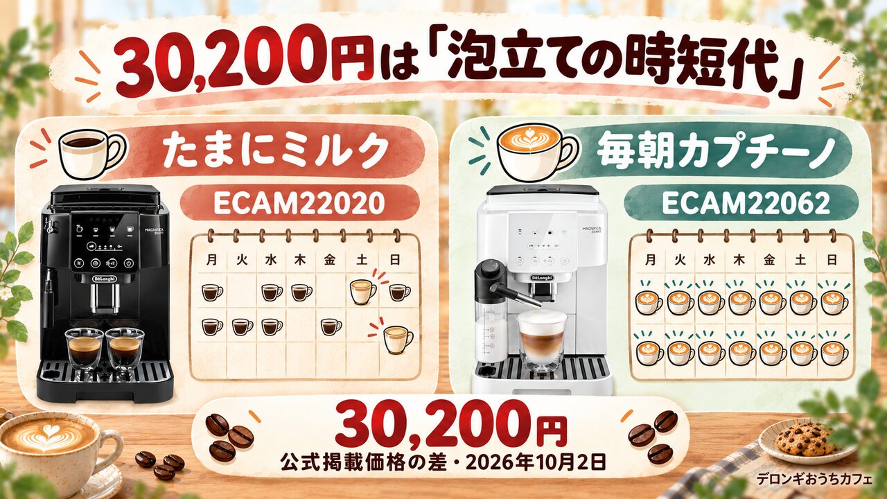 価格差30,200円の価値を左右する「カプチーノの飲用頻度」