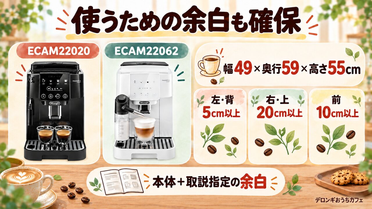 給水と豆投入に必要な幅49×奥行59×高さ55cm