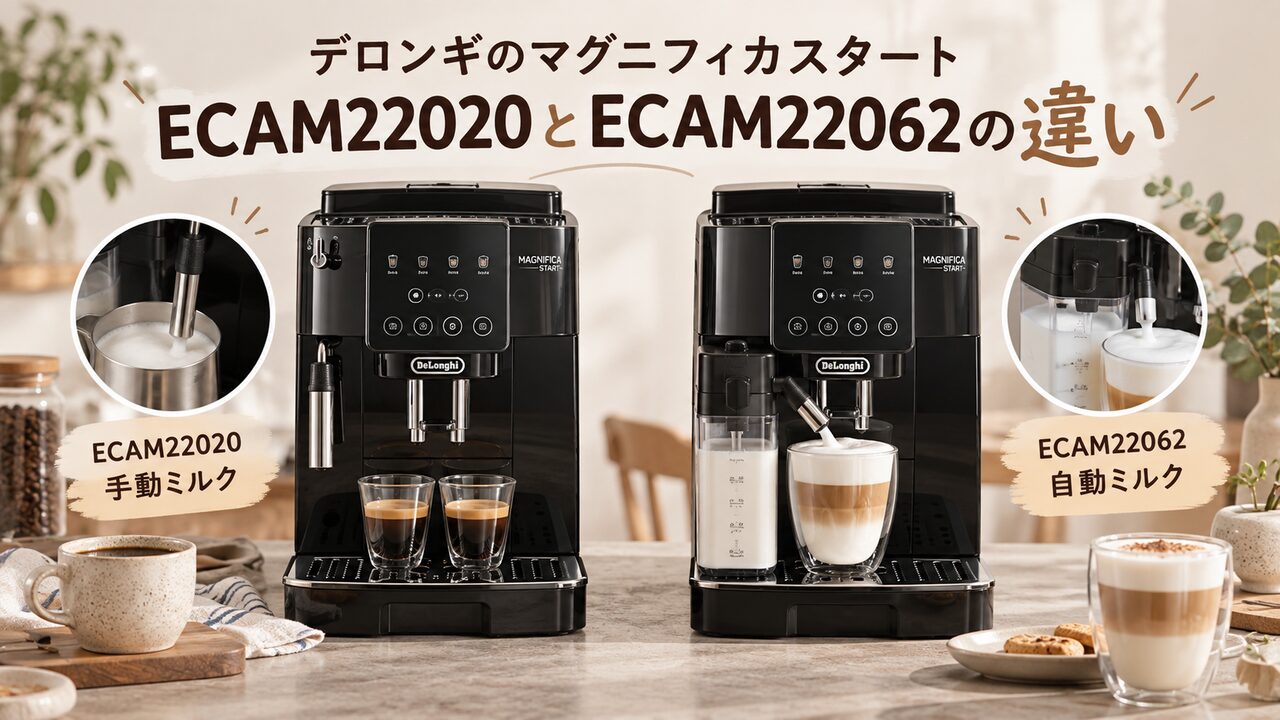 デロンギのマグニフィカスタートECAM22020とECAM22062の違い｜どっちを選ぶべき？