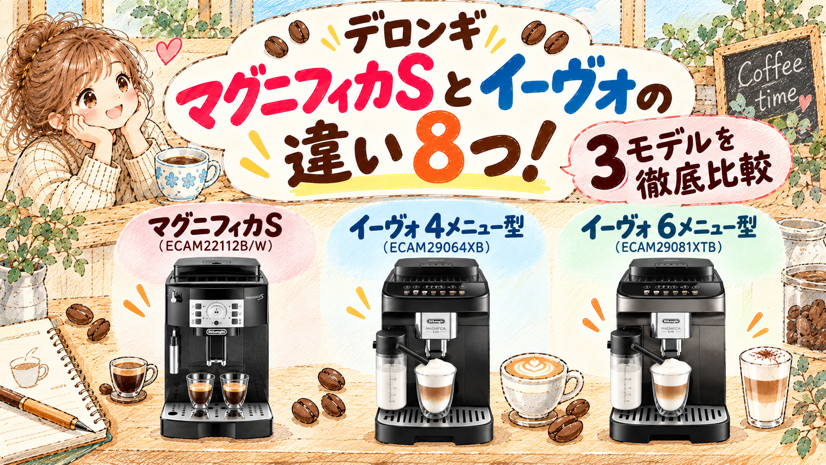 デロンギマグニフィカSとイーヴォの違い8つ！3モデルを徹底比較